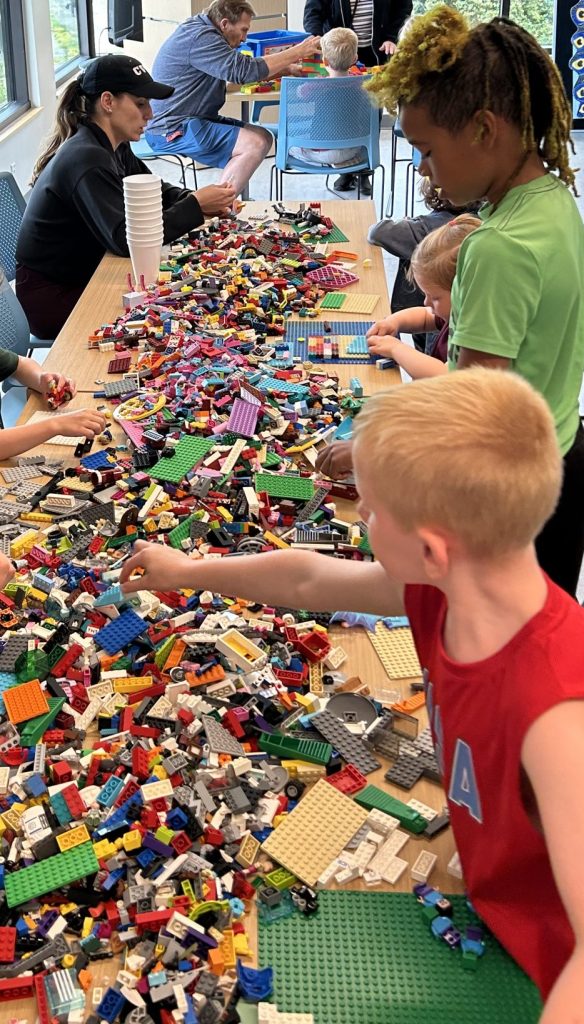 children playing with Lego.