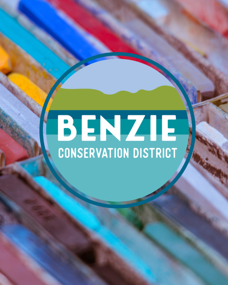 Benzie Conservation District Logo in front of a tray of oil pastels